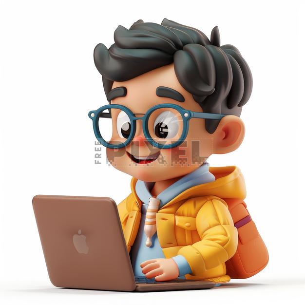 Free 3D Images - 3D Animated Boy Character Using Laptop For Online ...