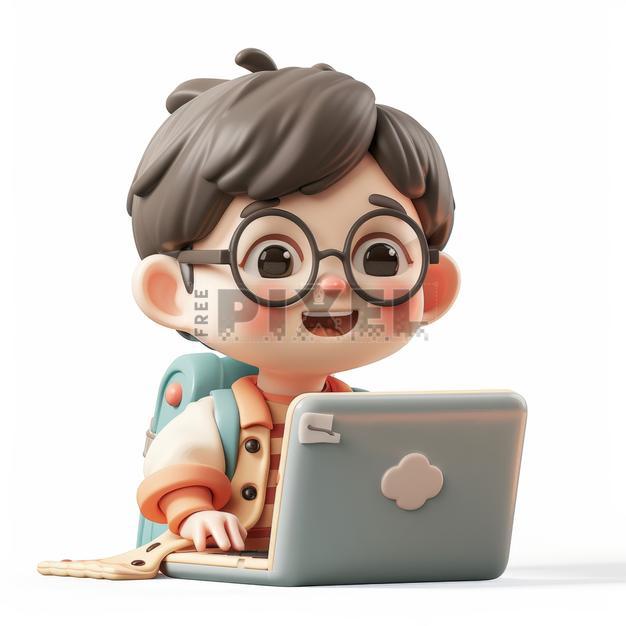 Free 3D Images - 3D Animated Boy Character Using Laptop For Online ...