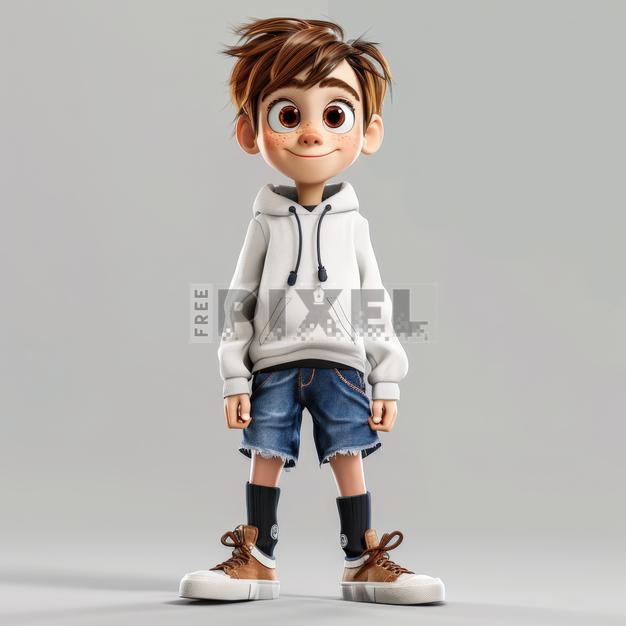 Free 3D Images - 3D Animated Cartoon Boy Character In White Hoodie ...