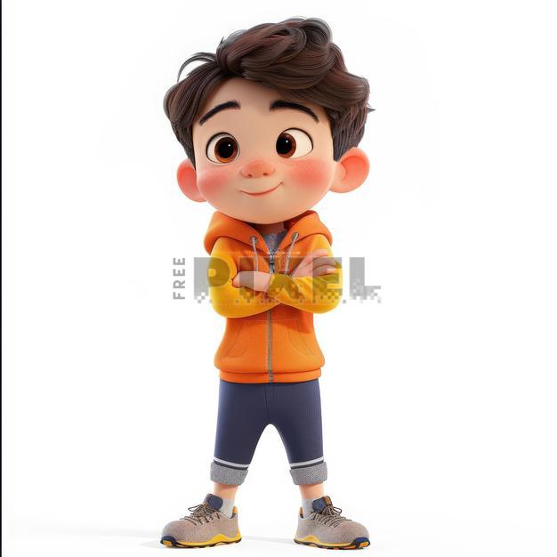 Free 3D Images - 3D Animated Cartoon Boy Character In Orange Hoodie ...