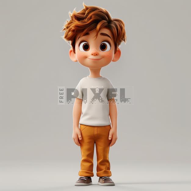 Free 3d - 3D Animated Cartoon Boy Character Standing In Front Of A ...