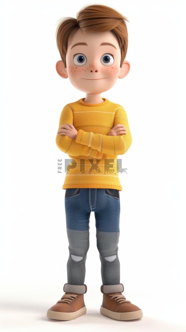 Free 3D Images - 3D Animated Cartoon Young Boy Character Standing With ...