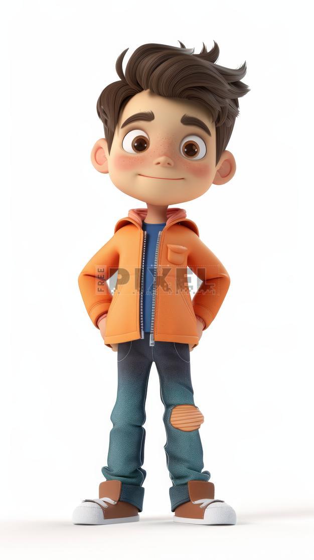 Free 3D Images - 3D Animated Cartoon Boy Character In Orange Jacket ...