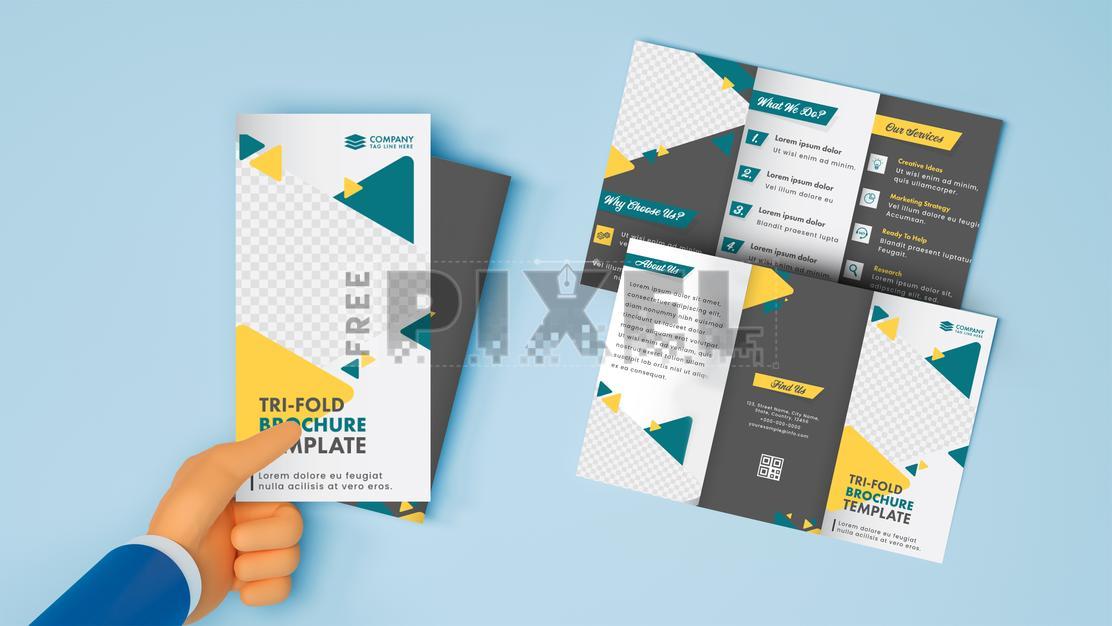 Free 3D Images - 3D Render Of Human Hands Holding Tri-Fold Brochure ...
