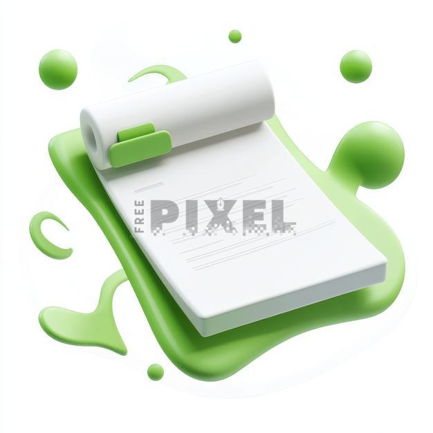 Free 3d - 3D Notepad Icon In Green And White Color. | FreePixel.com