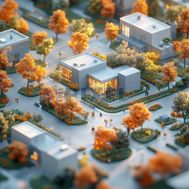 Free 3d - Modern Houses In A Neighborhood | FreePixel.com