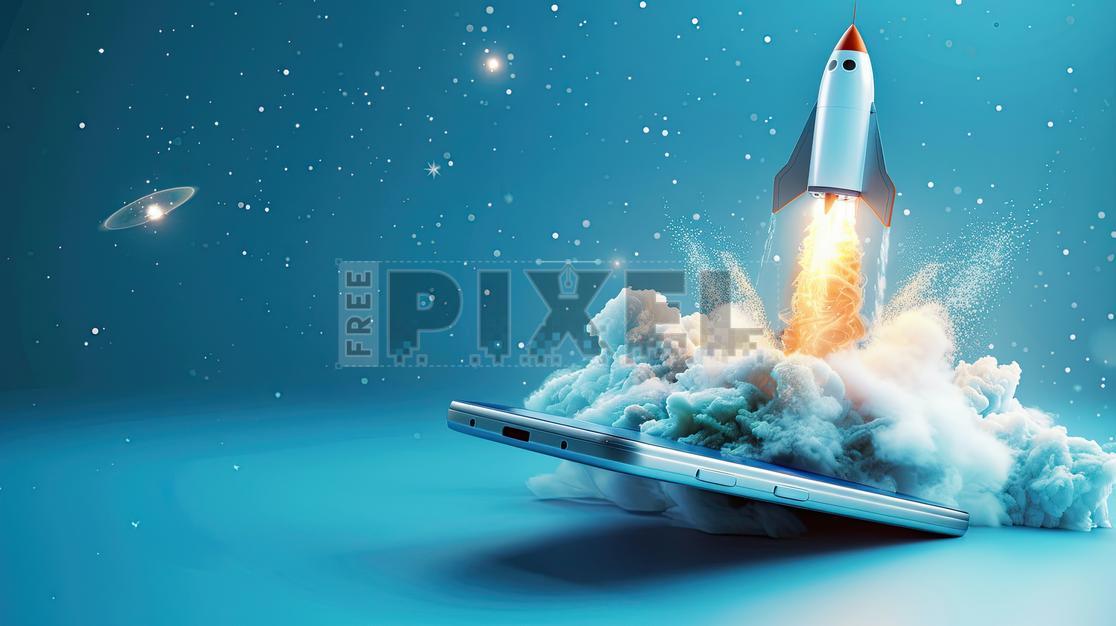 Free 3D Images - 3D Rocket Launching From Smartphone | FreePixel.com