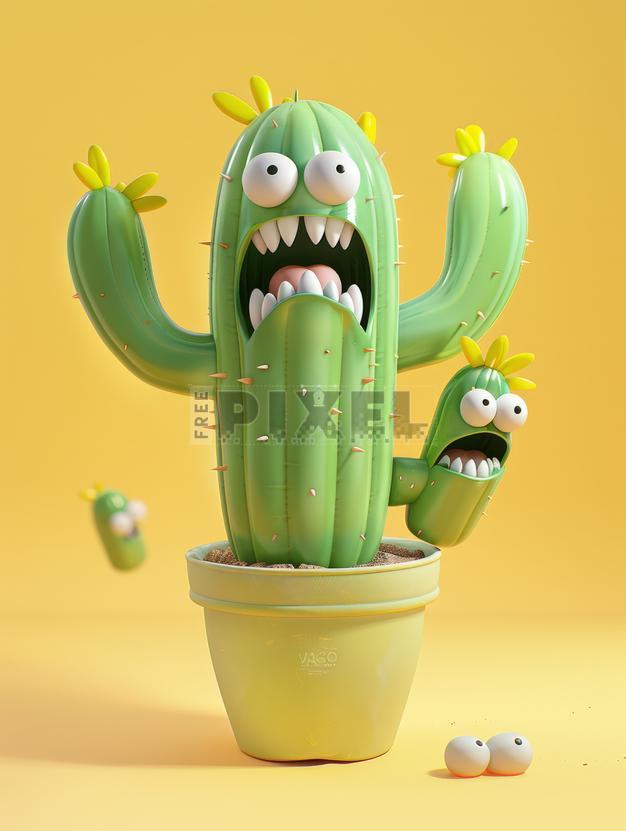 Free 3D Images - Cactus With A Face | FreePixel.com