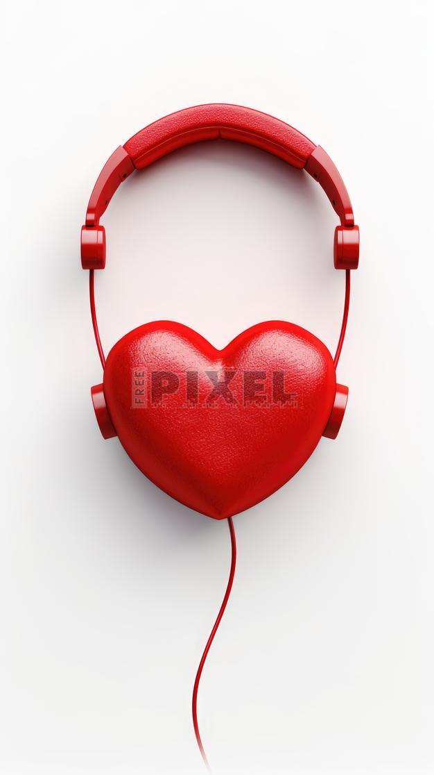 Free 3D Images - Red Heart-Shaped Headphones | FreePixel.com