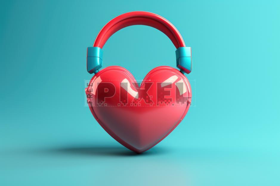 Free 3d - Red Heart-Shaped Headphones - Cute And Creative Design ...