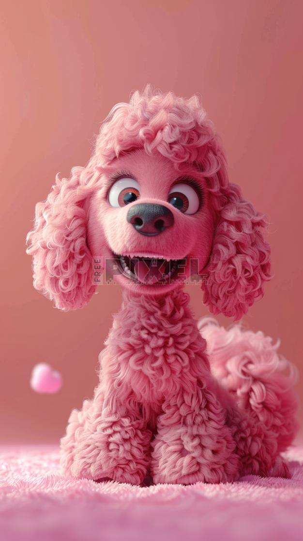 Free 3D Images - Happy Pink Poodle 3D Cartoon. | FreePixel.com