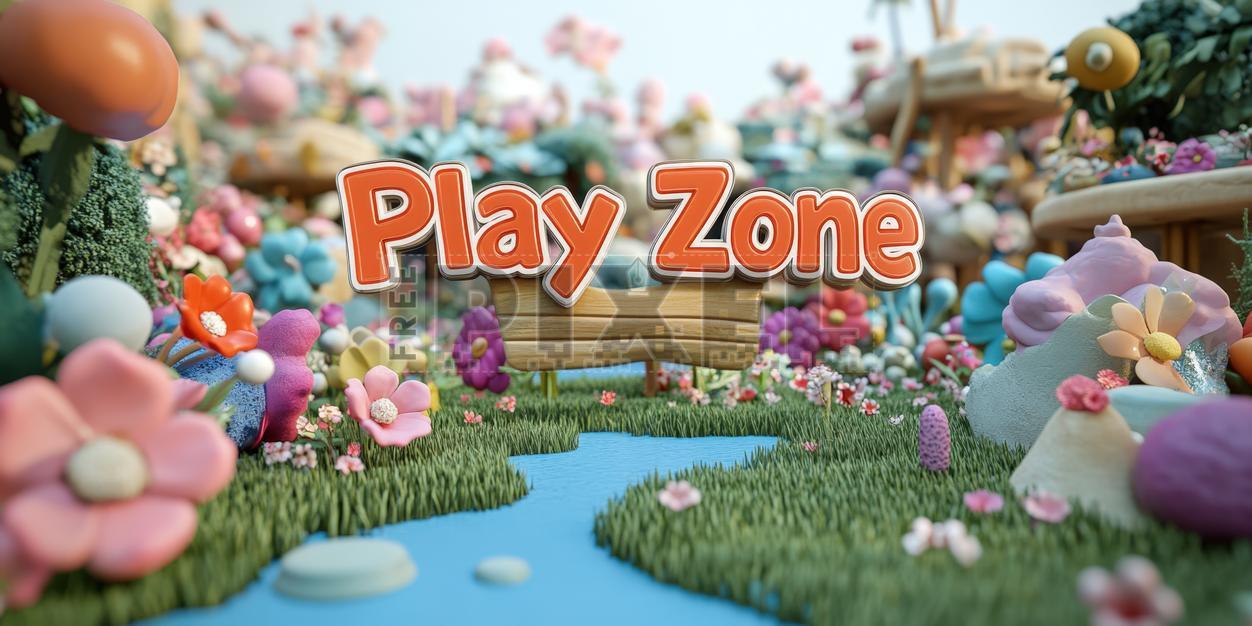 Free 3D Images - 3D Play Zone Text Board Surrounded By Colorful Floral ...