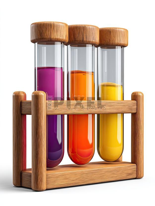 Free 3D Images - Test Tubes In A Wooden Rack | FreePixel.com