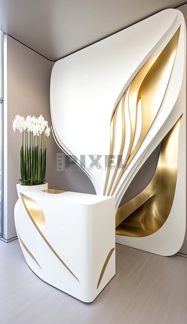 Free 3D Images - Artificial Flower Pot On Luxury Reception Desk And ...