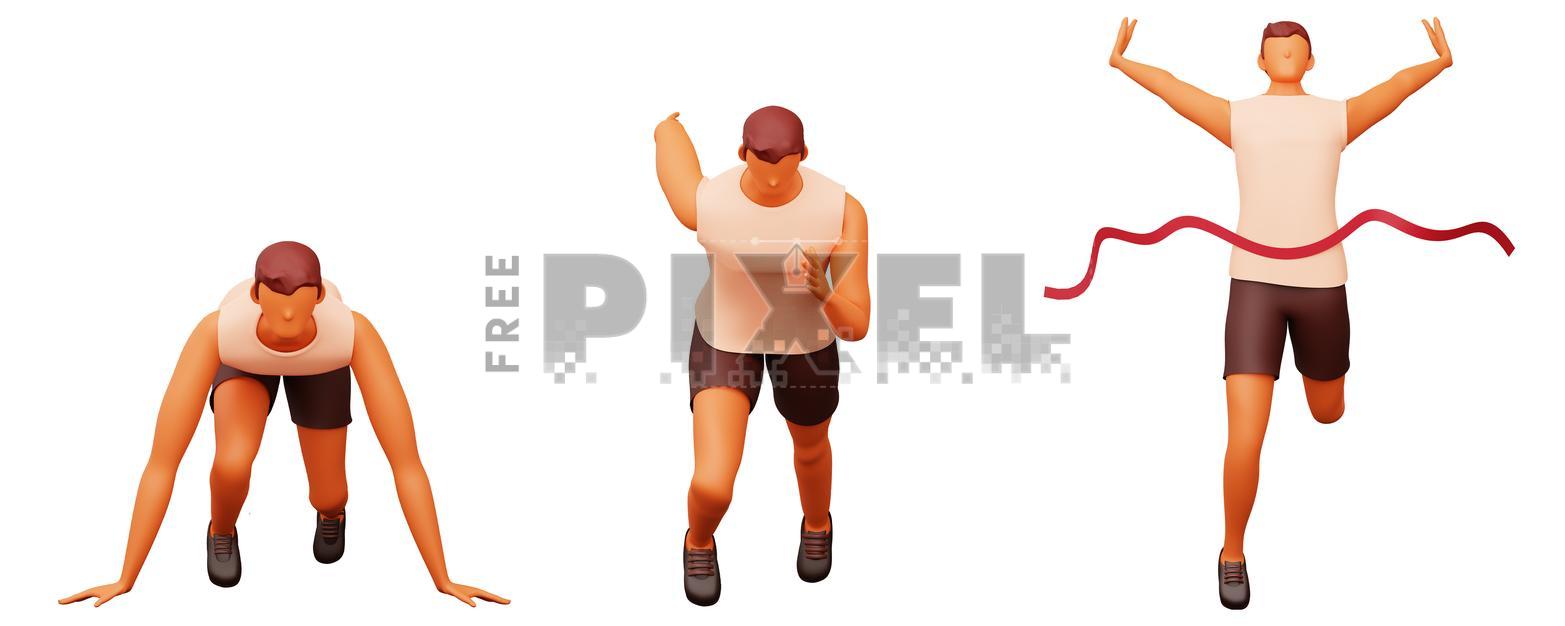 Free 3D Images - Front View Of 3D Young Man Running Step By Step On ...