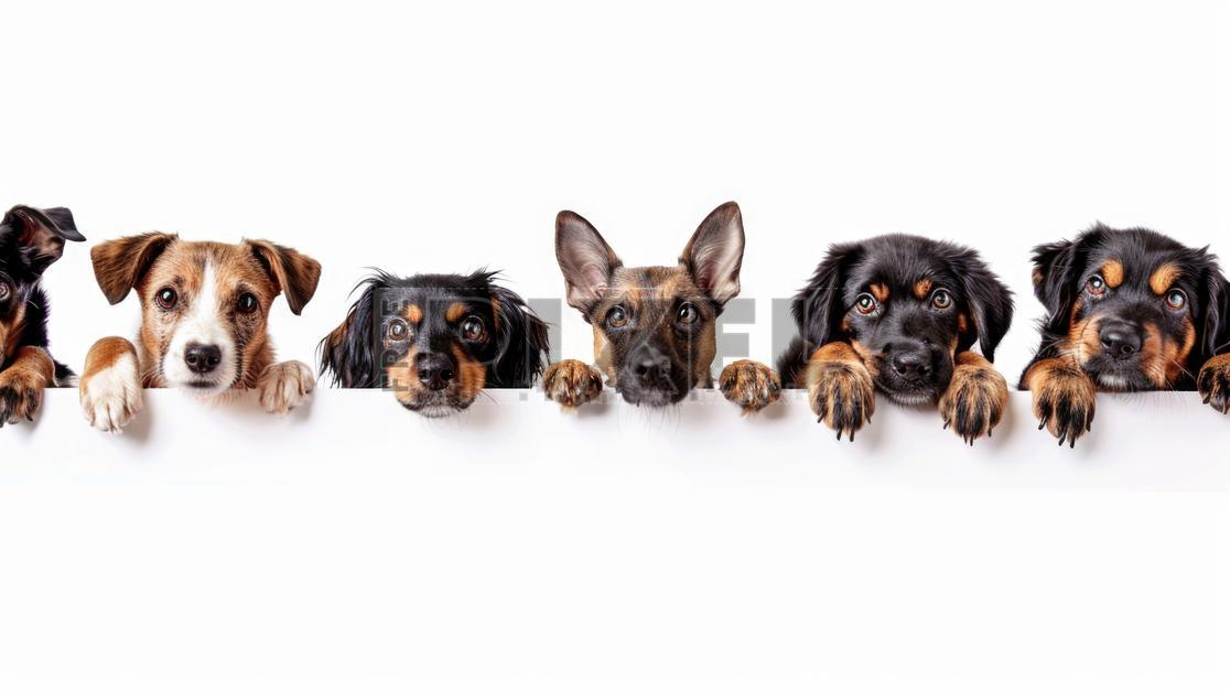 Free 3D Images - Group Of Dogs Looking Over A White Surface | FreePixel.com