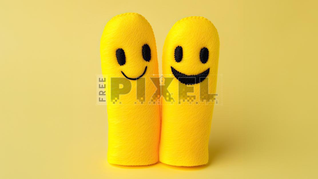 Free 3D Images - Two Yellow Felt Finger Puppets Smiling And Posed ...