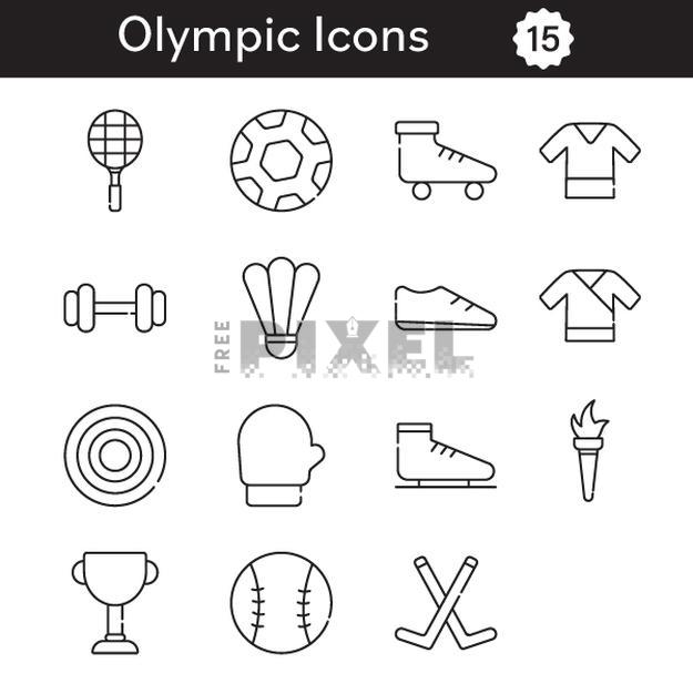 Free Icons - Black Line Art Set Of Olympic Sports Icon In Flat Style ...