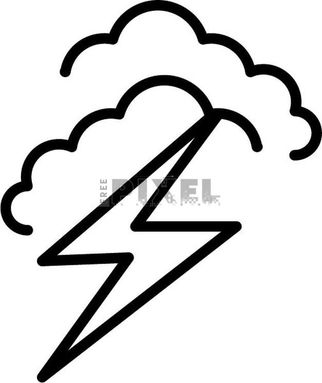 Free Icons - Black Thin Line Art Illustration Of Cloud Lightning Icon ...