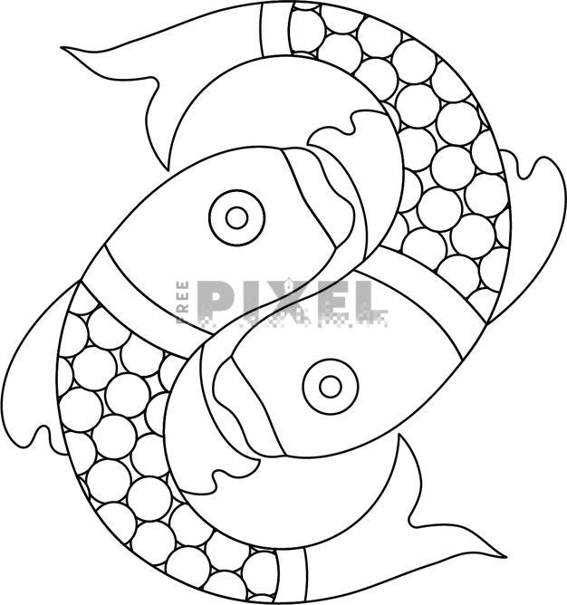 Free Icons - Character Of Carp Fish In Black Line Art. | FreePixel.com