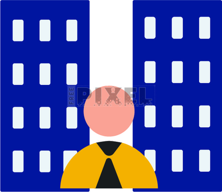 Free Icons - Character Of Faceless Man With Blue Building. | FreePixel.com