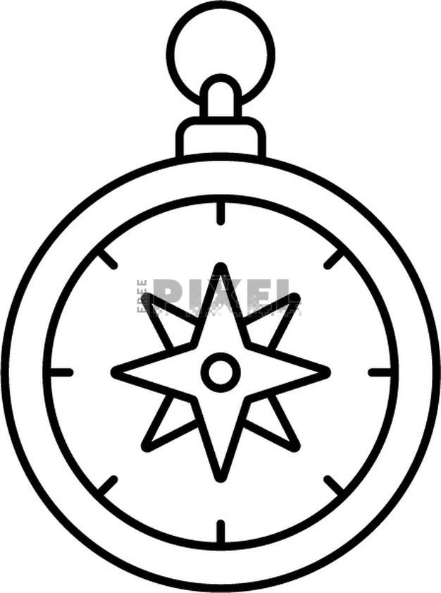 Free Icons - Compass Icon In Black Outline. | FreePixel.com
