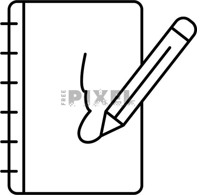 Free Icons - Drawing Book With Pencil Icon In Thin Line Art ...