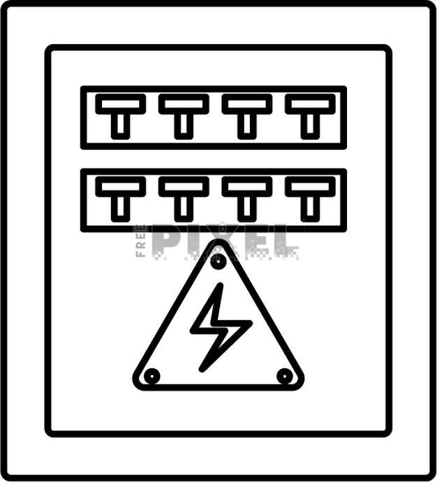 Free Icons - Electrical Fuse Box Icon In Black Outline. | FreePixel.com