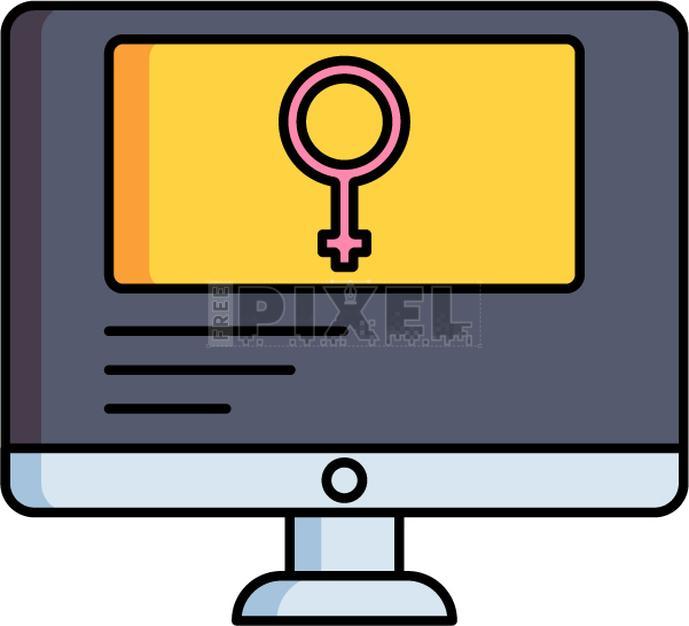 Free Icons - Female Gender Symbol On Desktop Screen Icon In Flat Style ...