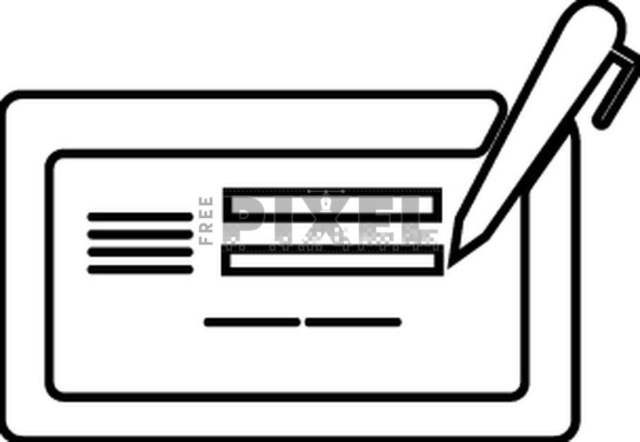 Free Icons - Flat Line Art Icon Of Cheque With Pen For Payment Concept ...