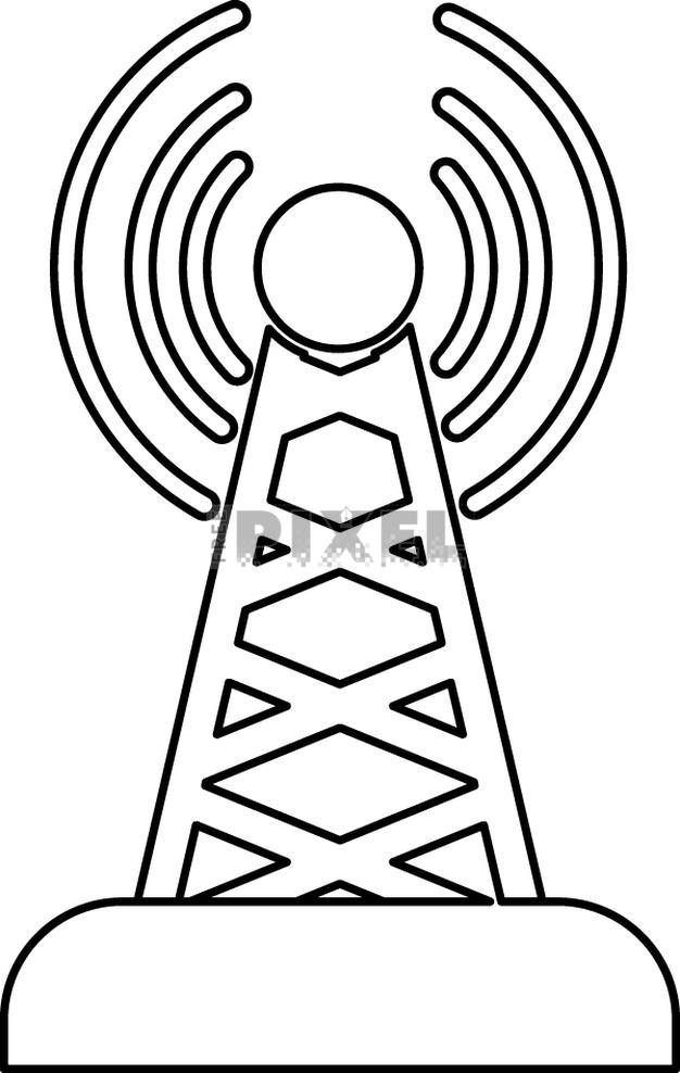 Free Icons - Isolated Black Line Art Antenna On White Background ...