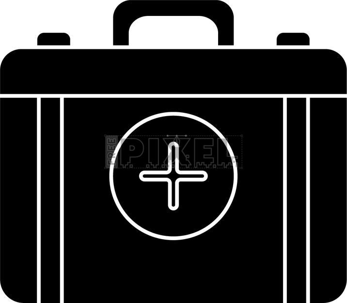 Free Icons - Isolated First Aid Box Icon In B&w Color. | FreePixel.com