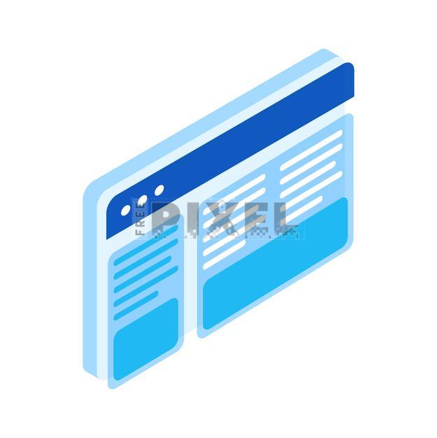 Free Icons - Isometric Web Page Icon In Blue Color. | FreePixel.com