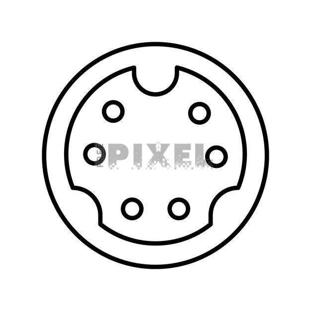 Free Icons - Line Art 6 Pin Socket Icon In Flat Style. | FreePixel.com