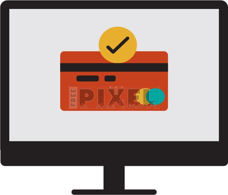 Free Icons - Orange Card And Payment Approved Sign In Computer Screen ...