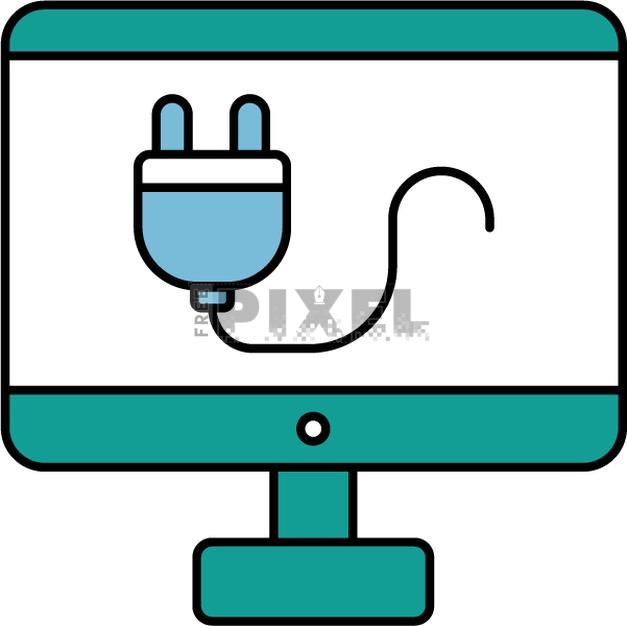 Free Icons - Teal And White Plug In Desktop Screen Icon. | FreePixel.com