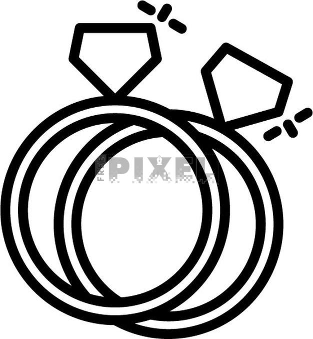 Free Icons - Two Diamond Rings Icon In Black Line Art. | FreePixel.com