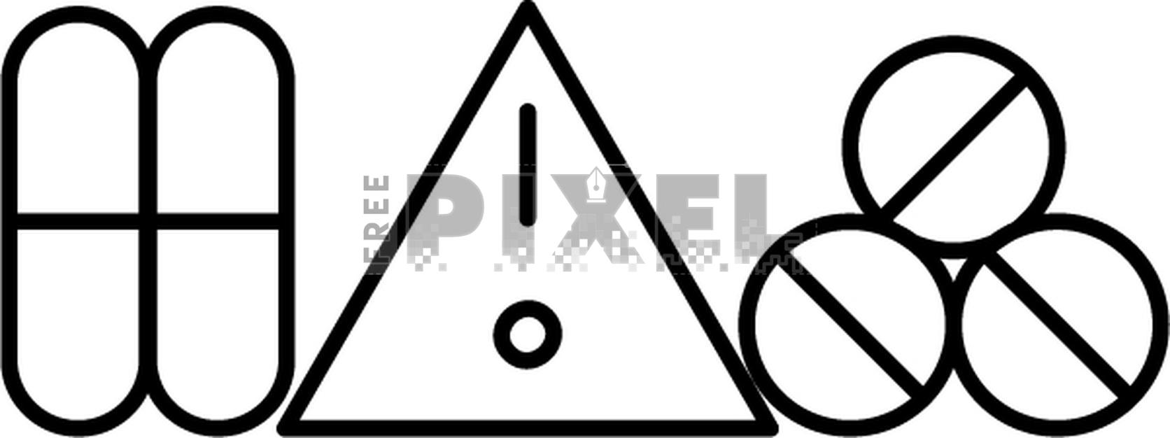 Free Icons - Warning Medicine Icon In Black Line Art. | FreePixel.com