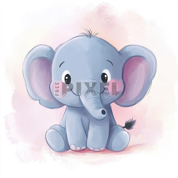Free Illustrations - Cartoon Cute Elephant Baby Drawing Illustration ...