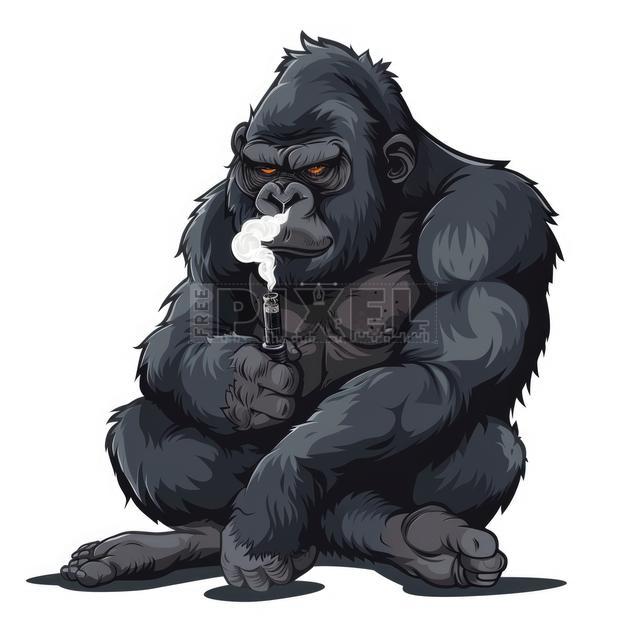 gorilla smoking a cigarette Free Illustrations - Smoking Gorilla Illustration – Cartoon Vector Of  Muscular Primate With Cigarette And Smoke