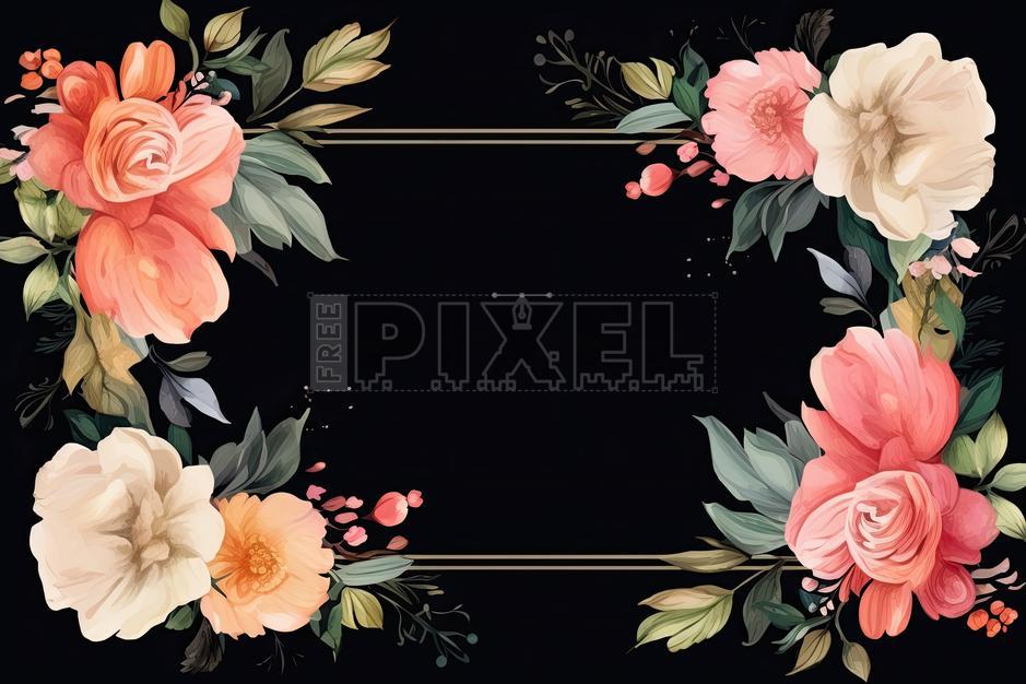 Free Illustrations - Flower-filled Border | FreePixel.com