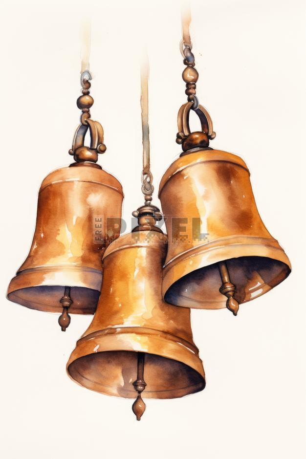 Free Illustrations - Three Golden Bells Suspended From A Rope ...