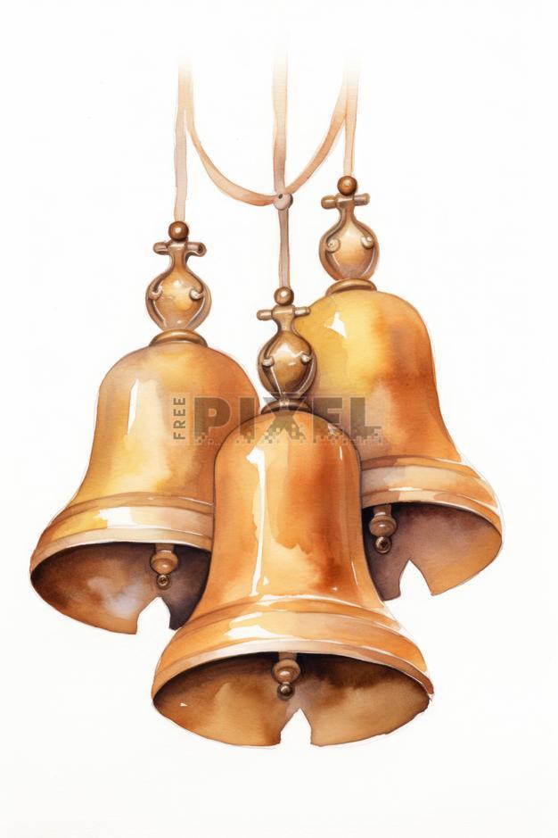 Free Illustrations - Three Golden Bells Suspended From A Rope ...