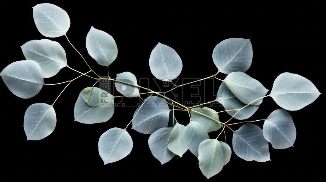 Free Illustrations - A Collection Of White Leaves On A Black Background ...