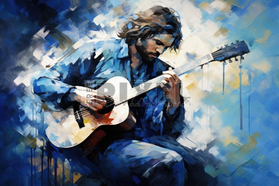 Free Illustrations - Man Playing Guitar On A Mountain | FreePixel.com