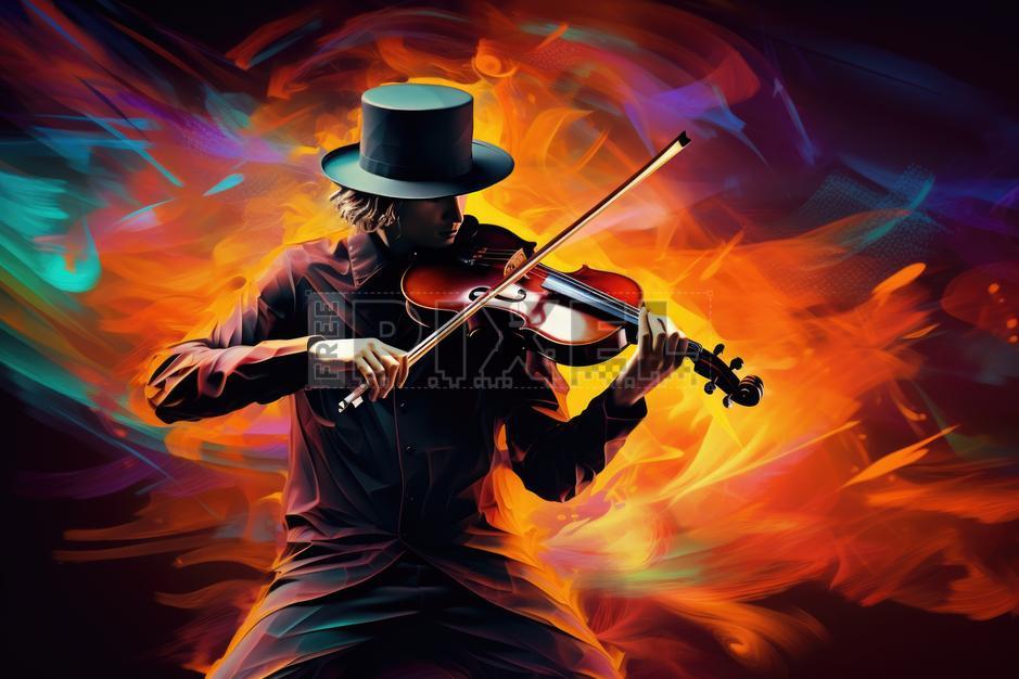 Free Illustrations - The Enigmatic Violinist | FreePixel.com
