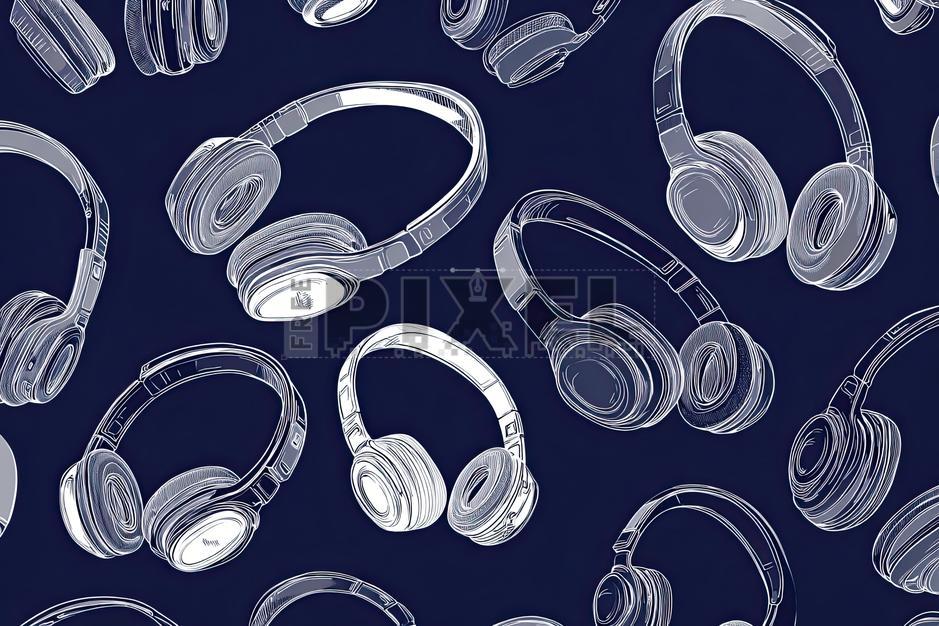 Free Illustrations - Headphones Seamless Pattern Background ...