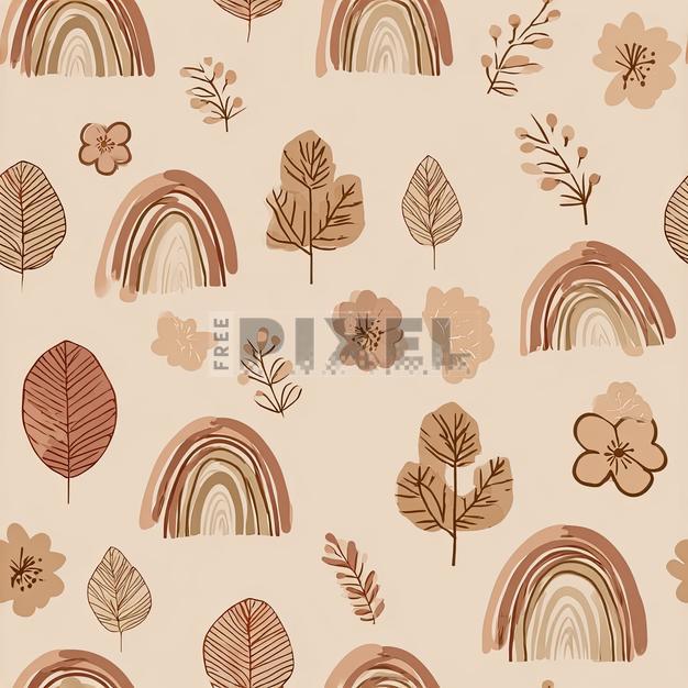 Free Illustrations - Rainbow And Leaf Pattern | FreePixel.com
