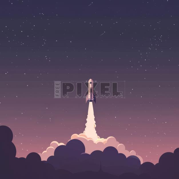 Free Illustrations - Illustration Of Rocket Ship In Space | FreePixel.com