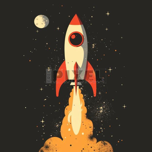 Free Illustrations - Illustration Of Rocket Ship In Space | FreePixel.com